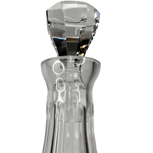 Decanter Crystal Cut Glass European MCM Starburst Diamond Pattern W/ Stopper 13" - Picture 14 of 16